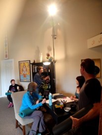 Scene 18 - Getting ready for class are Dorothy Knight, Jan  Gauvain, Rodger Marion, Tiffany Patch & Bill Bender 