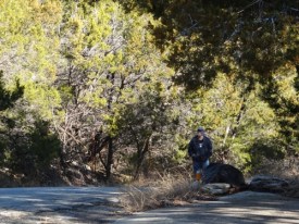 Bruce Niebuhr watches the other end