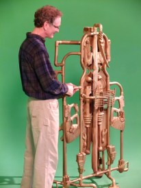 Rob Mahoney with Marvin Niebuhr's big sculpture