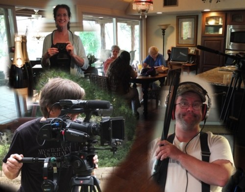 Actors run lines while crew go about setting up (Andrea Ballentine, Rodger Marion, Carla Daws ,Celeste Colburn, Jane Knaus and Jason Marion)