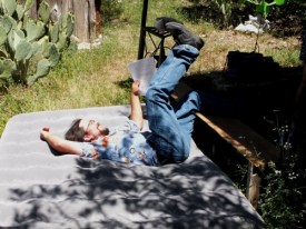 Jason Foreman practices taking a fall for the BIG Party scene